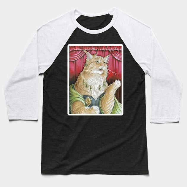 The Cat Singer - White Outlined Version Baseball T-Shirt by Nat Ewert Art